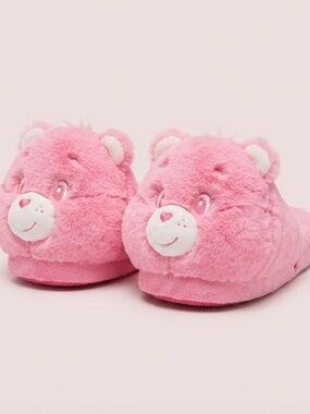 NWT Plush Pink Care Bear Slippers - Cozy Fuzzy Slip-Ons